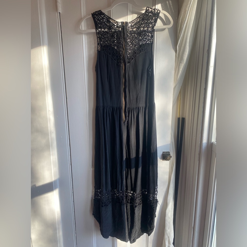 Ulla Johnson Black Silk Lace Detail Maxi Dress Size 8 - Picture 2 of 4